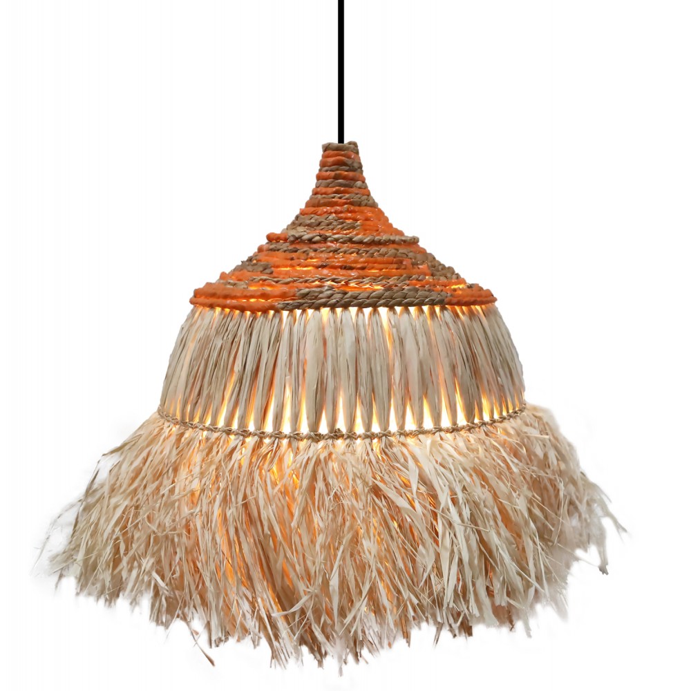 Φωτιστικό οροφής "SIFO" από ίνες sisal-μπανάνας σε χρώμα φυσικό Φ35x45 Ε27