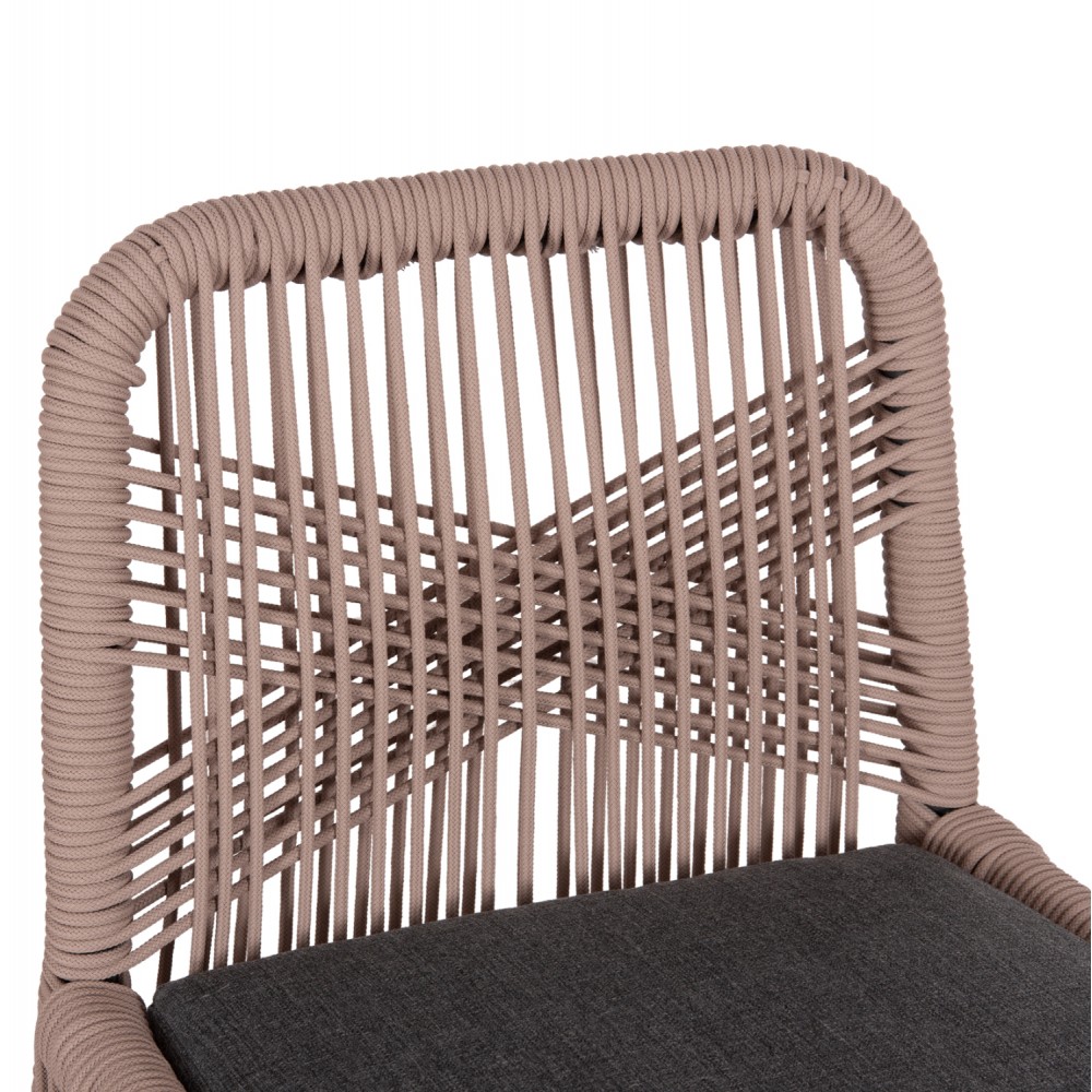 Σκαμπό μπαρ "HOWARD" μεσαίου ύψους από αλουμίνιο/σχοινί σε χρώμα ανθρακί/μπεζ 47.5x55x94.5