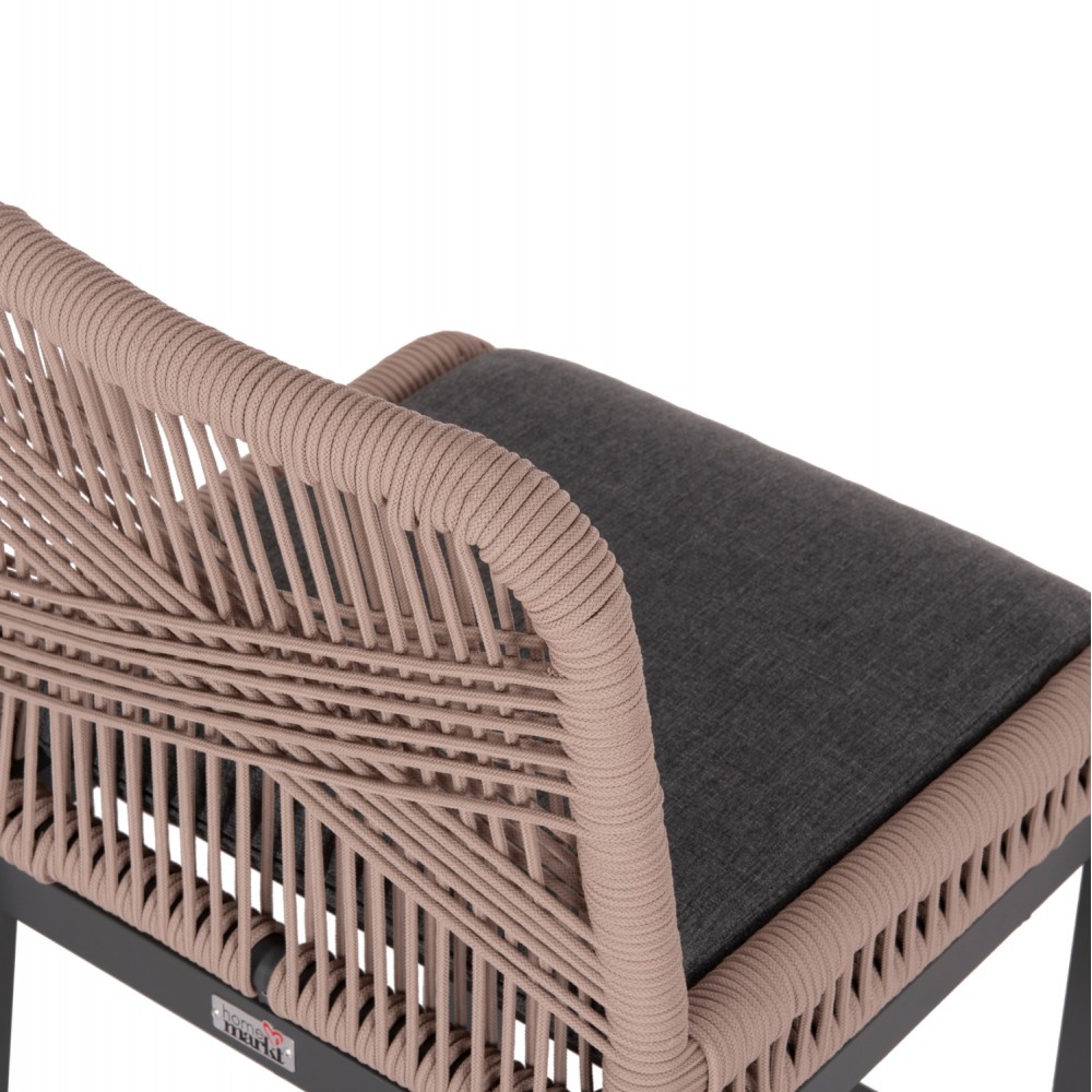 Σκαμπό μπαρ "HOWARD" μεσαίου ύψους από αλουμίνιο/σχοινί σε χρώμα ανθρακί/μπεζ 47.5x55x94.5