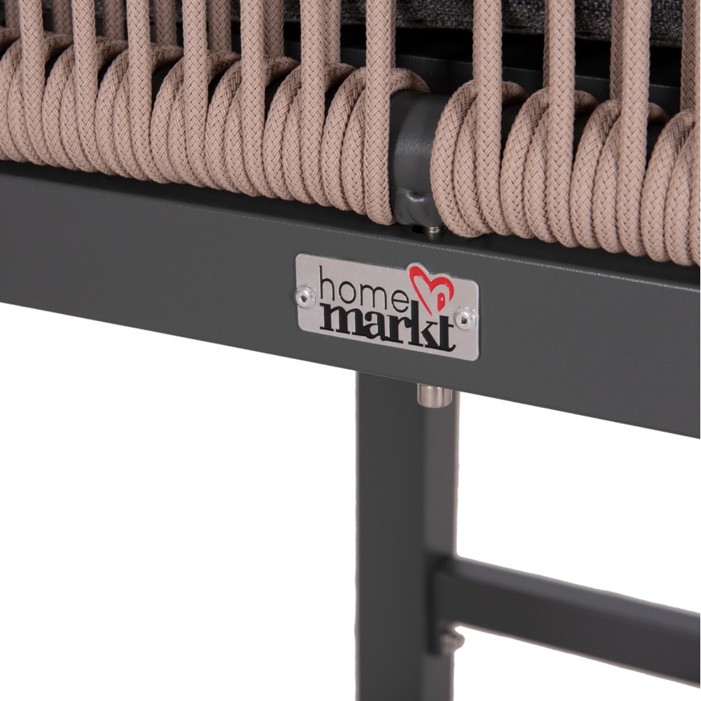 Σκαμπό μπαρ "HOWARD" μεσαίου ύψους από αλουμίνιο/σχοινί σε χρώμα ανθρακί/μπεζ 47.5x55x94.5