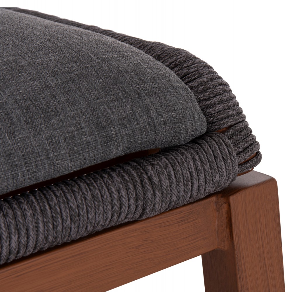 Σκαμπό μπαρ "HOWARD" μεσαίου ύψους από αλουμίνιο/σχοινί σε χρώμα καφέ/σκούρο γκρι 47.5x55x94.5