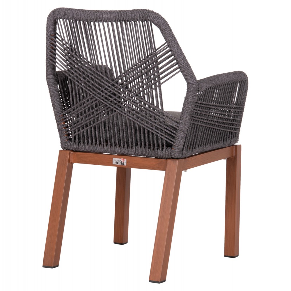 Πολυθρόνα "HOWARD" από αλουμίνιο/textilene σε χρώμα καφέ/γκρι 57.5x62x84