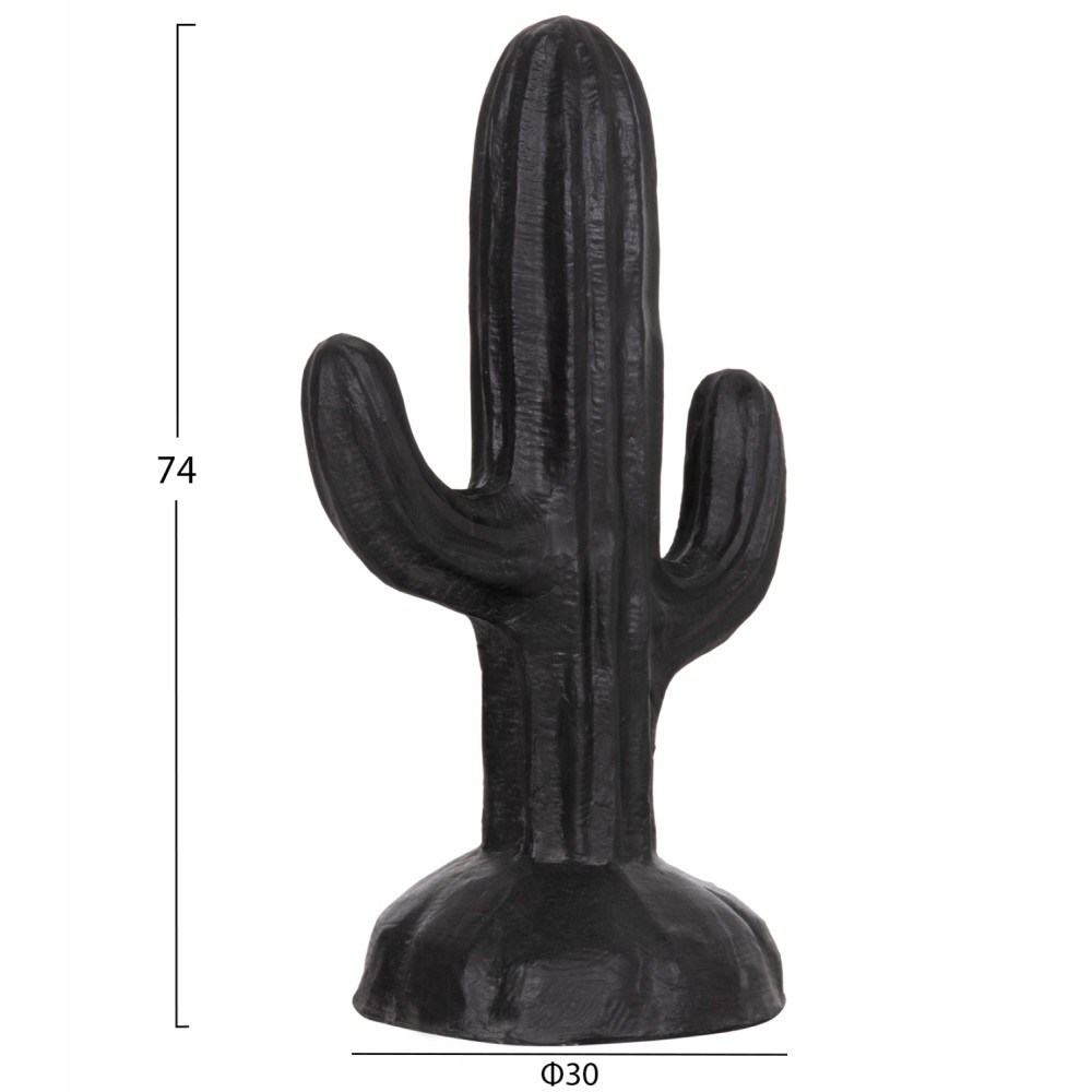 Διακοσμητικός κάκτος δαπέδου "CACTUS" από γύψο σε χρώμα μαύρο 42x30x74