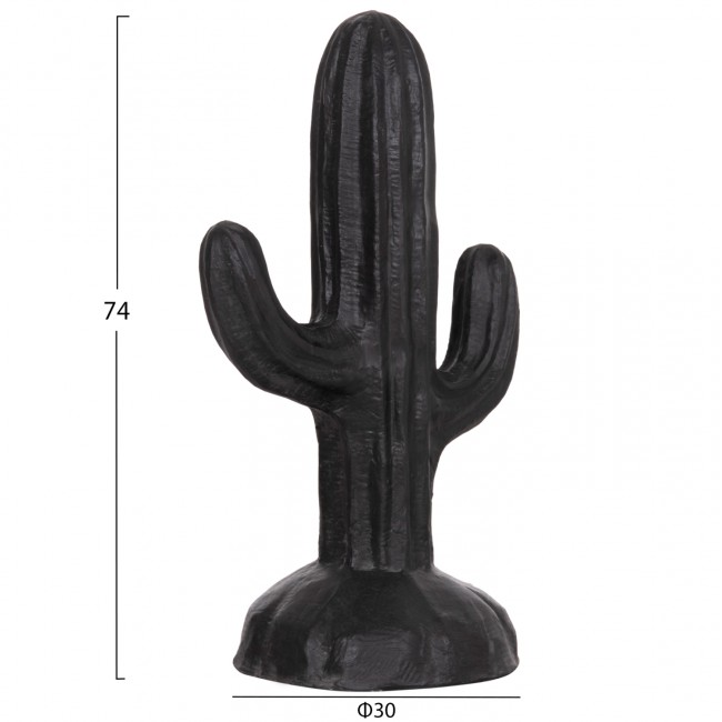 Διακοσμητικός κάκτος δαπέδου "CACTUS" από γύψο σε χρώμα μαύρο 42x30x74