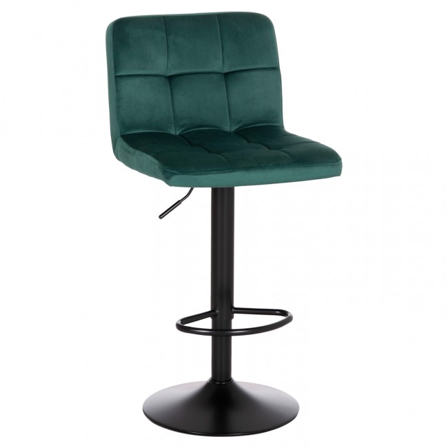 Σκαμπό μπαρ "DIANA" περιστρεφόμενο από βελούδο/μέταλλο σε χρώμα κυπαρισσί/μαύρο ματ 44x52x109