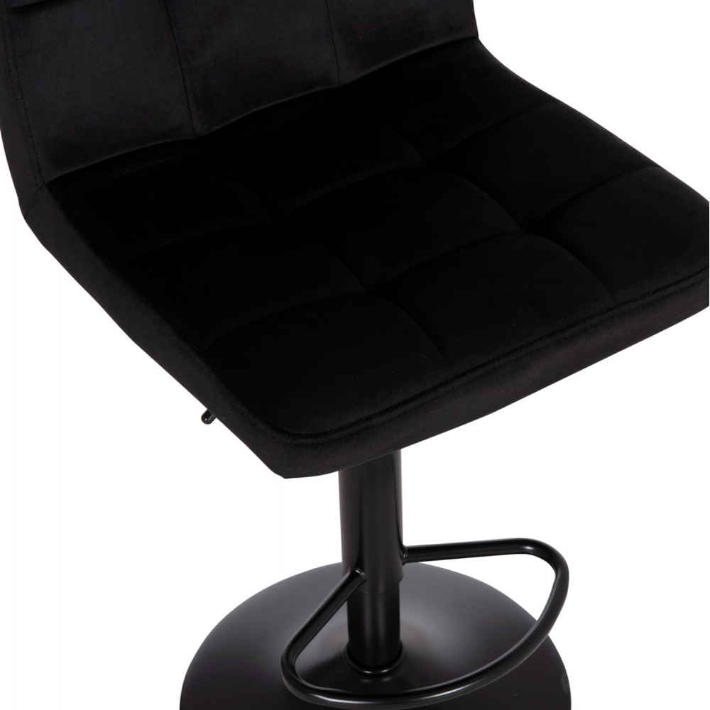 Σκαμπό μπαρ "DIANA" περιστρεφόμενο από βελούδο/μέταλλο σε χρώμα μαύρο/μαύρο ματ 44x52x109