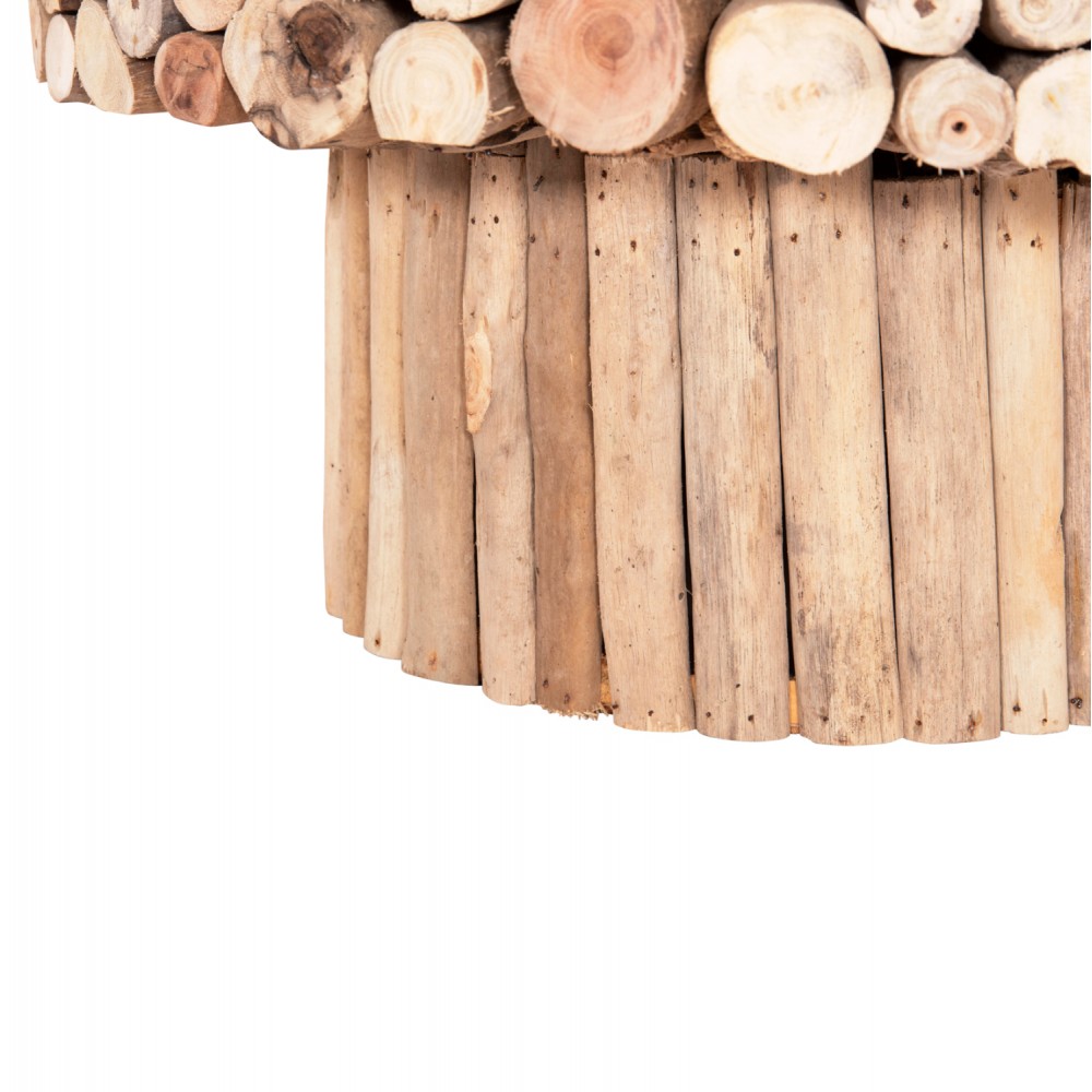 Τραπέζι σαλονιού "SPARROW" από driftwood/γυαλί σε χρώμα φυσικό Φ65x51.5