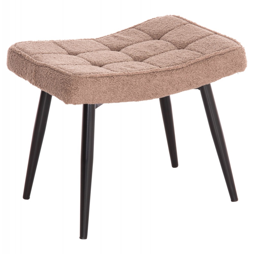 Πολυθρόνα με υποπόδιο "CRAWLEY" από ύφασμα μπουκλέ σε χρώμα καφέ 69x73x96