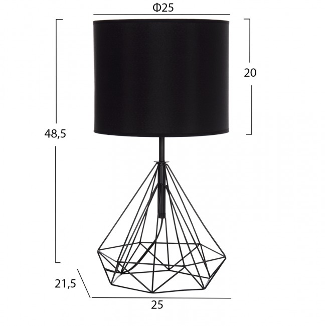 Φωτιστικό επιτραπέζιο "GEILO" από μέταλλο/pvc σε χρώμα μαύρο Φ25x48.5 Ε27