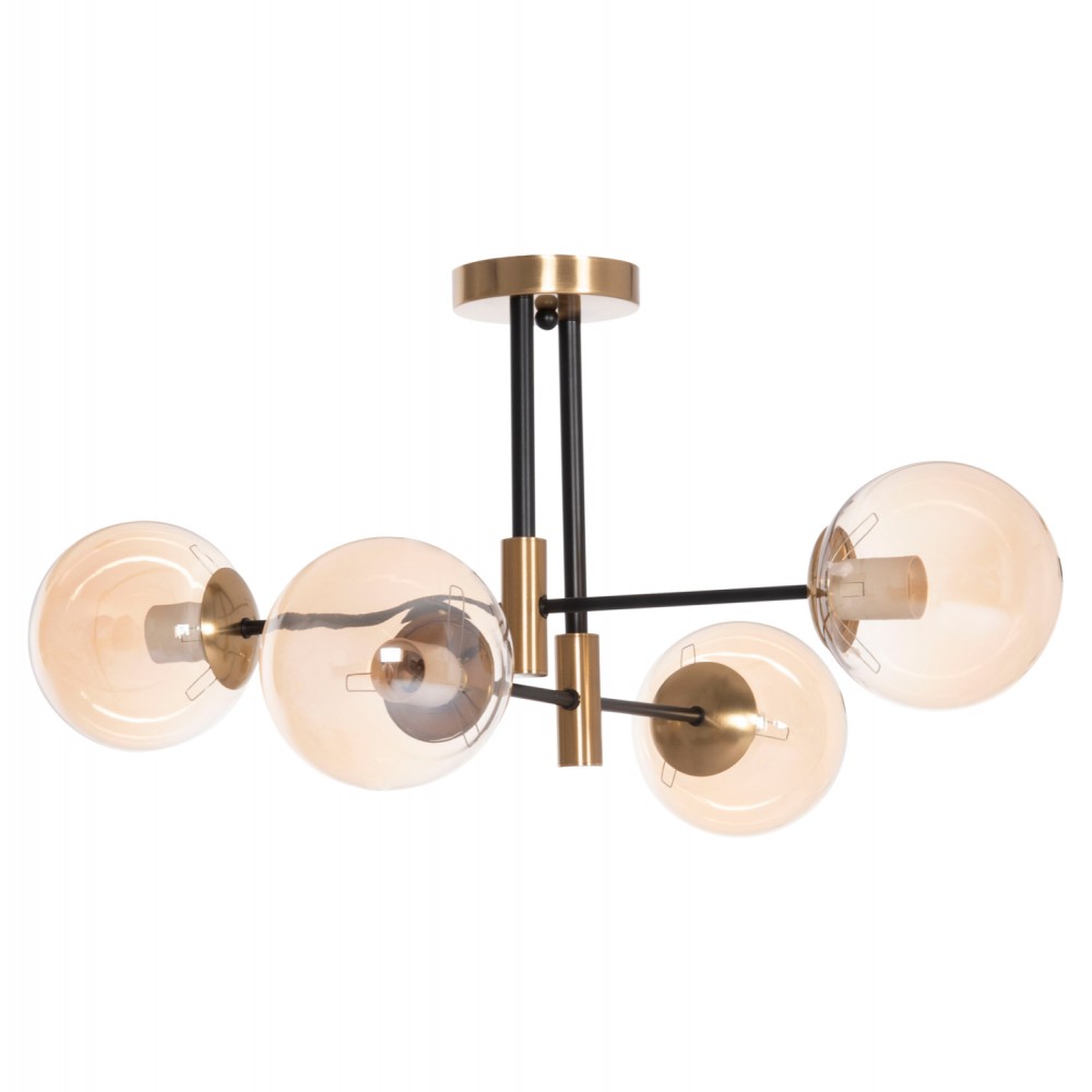 Φωτιστικό οροφής "DREMP" 4φωτο από μέταλλο σε χρώμα χρυσό/μαύρο 68x68x36 Ε27