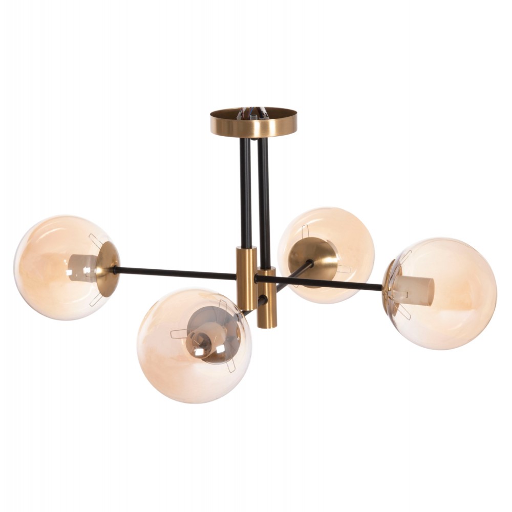 Φωτιστικό οροφής "DREMP" 4φωτο από μέταλλο σε χρώμα χρυσό/μαύρο 68x68x36 Ε27