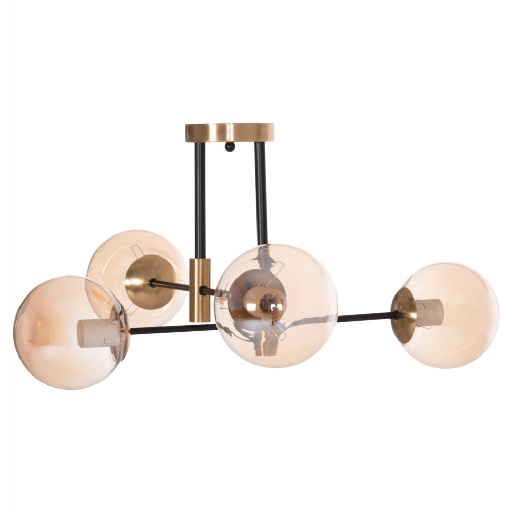 Φωτιστικό οροφής "DREMP" 4φωτο από μέταλλο σε χρώμα χρυσό/μαύρο 68x68x36 Ε27