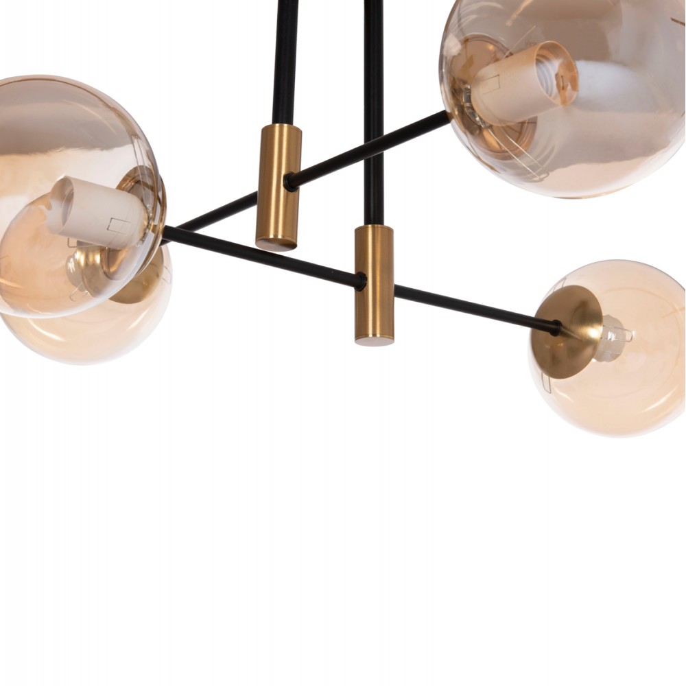 Φωτιστικό οροφής "DREMP" 4φωτο από μέταλλο σε χρώμα χρυσό/μαύρο 68x68x36 Ε27