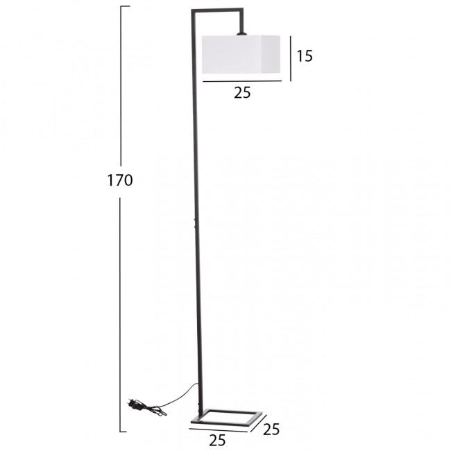 Φωτιστικό δαπέδου "BRANS" από μέταλλο/pvc σε χρώμα μαύρο/λευκό 25x33x170 Ε27