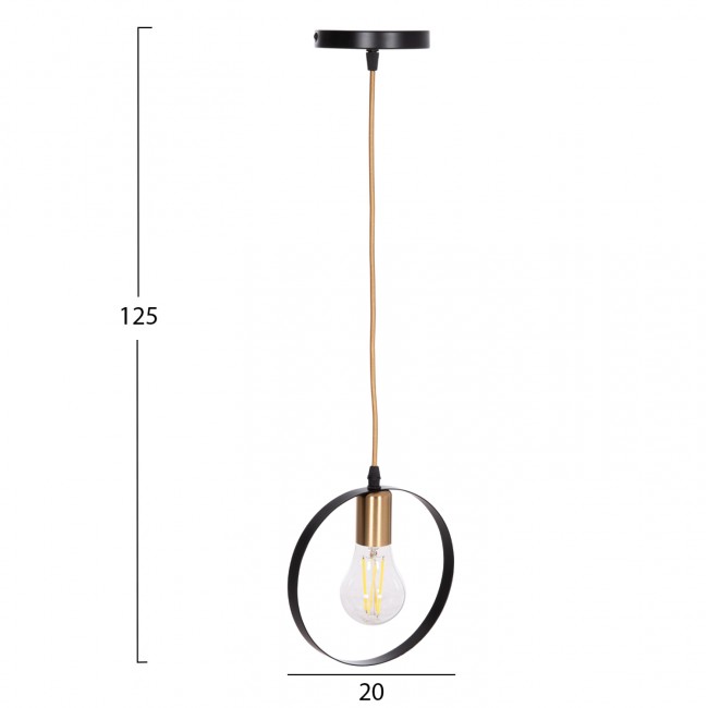 Φωτιστικό οροφής "KRENT" από μέταλλο σε χρώμα μαύρο/χρυσό 20x4x125 Ε27