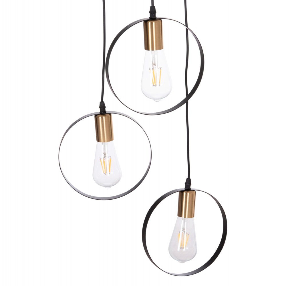 Φωτιστικό οροφής "KRENT" τρίφωτο από μέταλλο σε χρώμα μαύρο/χρυσό Φ23,5x132 Ε27