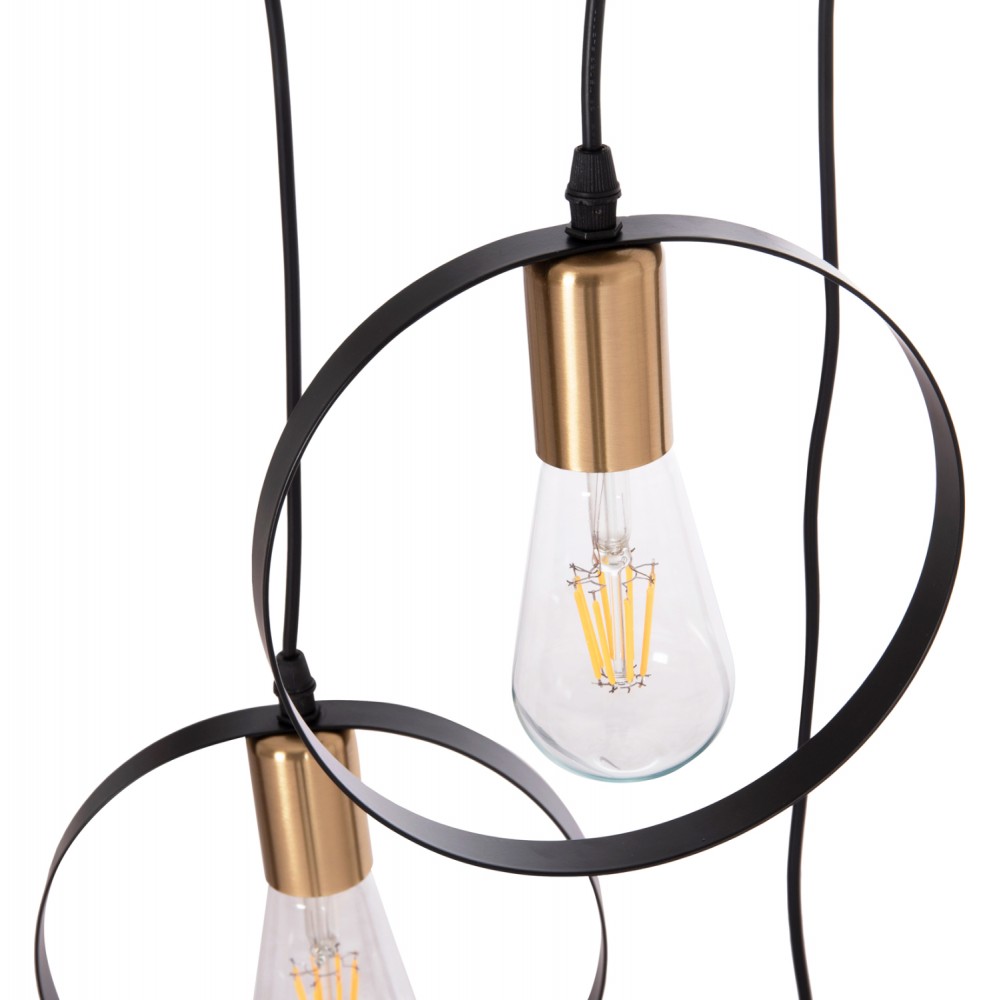 Φωτιστικό οροφής "KRENT" τρίφωτο από μέταλλο σε χρώμα μαύρο/χρυσό Φ23,5x132 Ε27