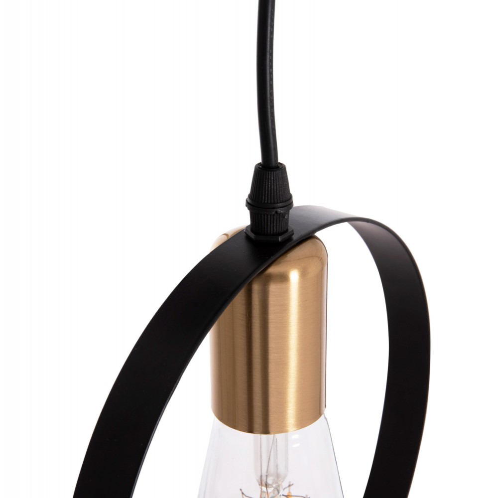 Φωτιστικό οροφής "KRENT" τρίφωτο από μέταλλο σε χρώμα μαύρο/χρυσό Φ23,5x132 Ε27