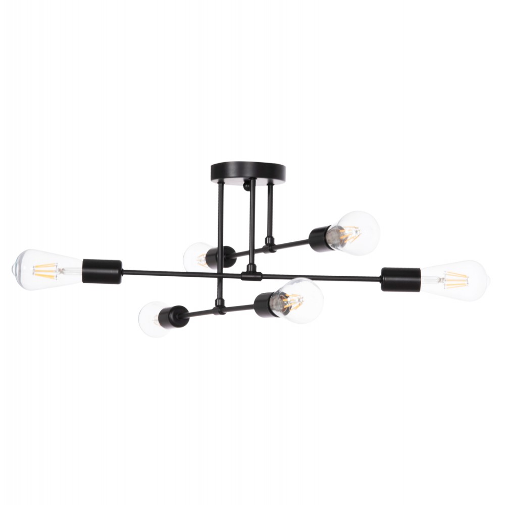 Φωτιστικό οροφής "LIGHTY" πολύφωτο από μέταλλο σε χρώμα μαύρο 51x51x23 Ε27