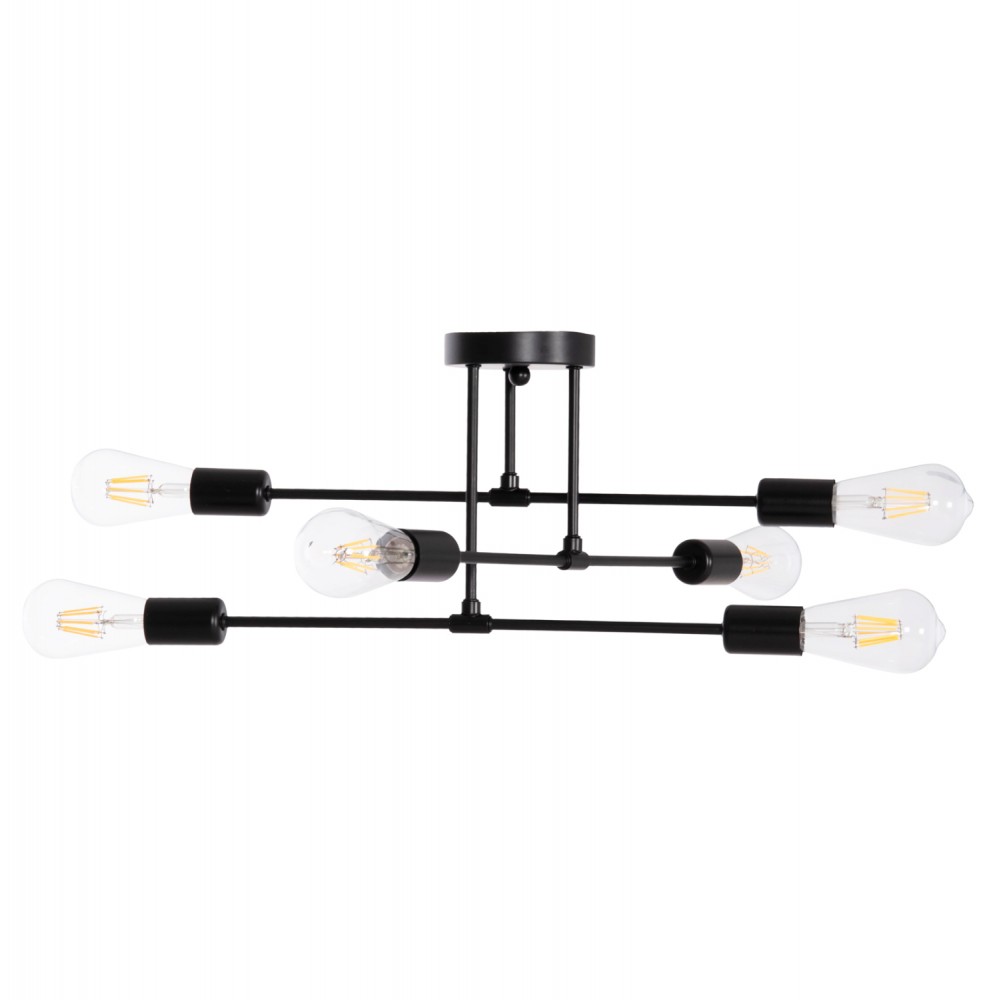 Φωτιστικό οροφής "LIGHTY" πολύφωτο από μέταλλο σε χρώμα μαύρο 51x51x23 Ε27