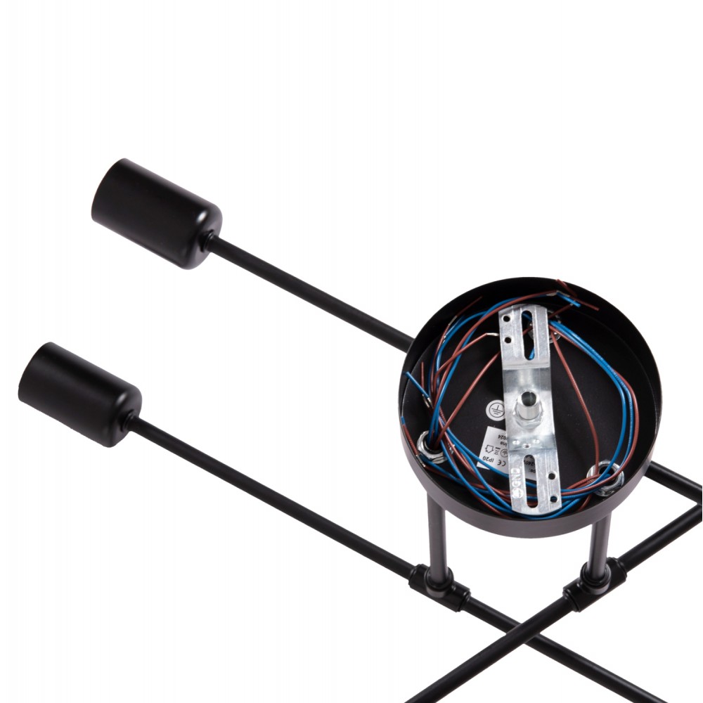 Φωτιστικό οροφής "LIGHTY" πολύφωτο από μέταλλο σε χρώμα μαύρο 51x51x23 Ε27