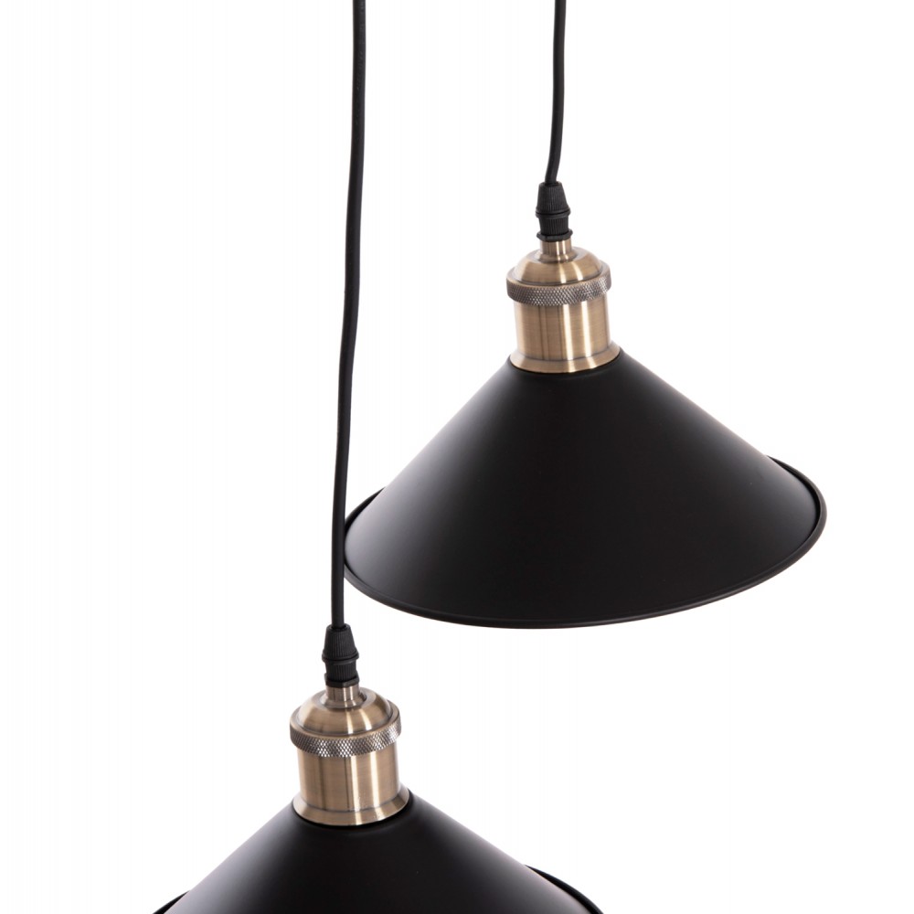 Φωτιστικό οροφής "BELL" δίφωτο από μέταλλο σε χρώμα μαύρο/χάλκινο Φ21.5x135 Ε27