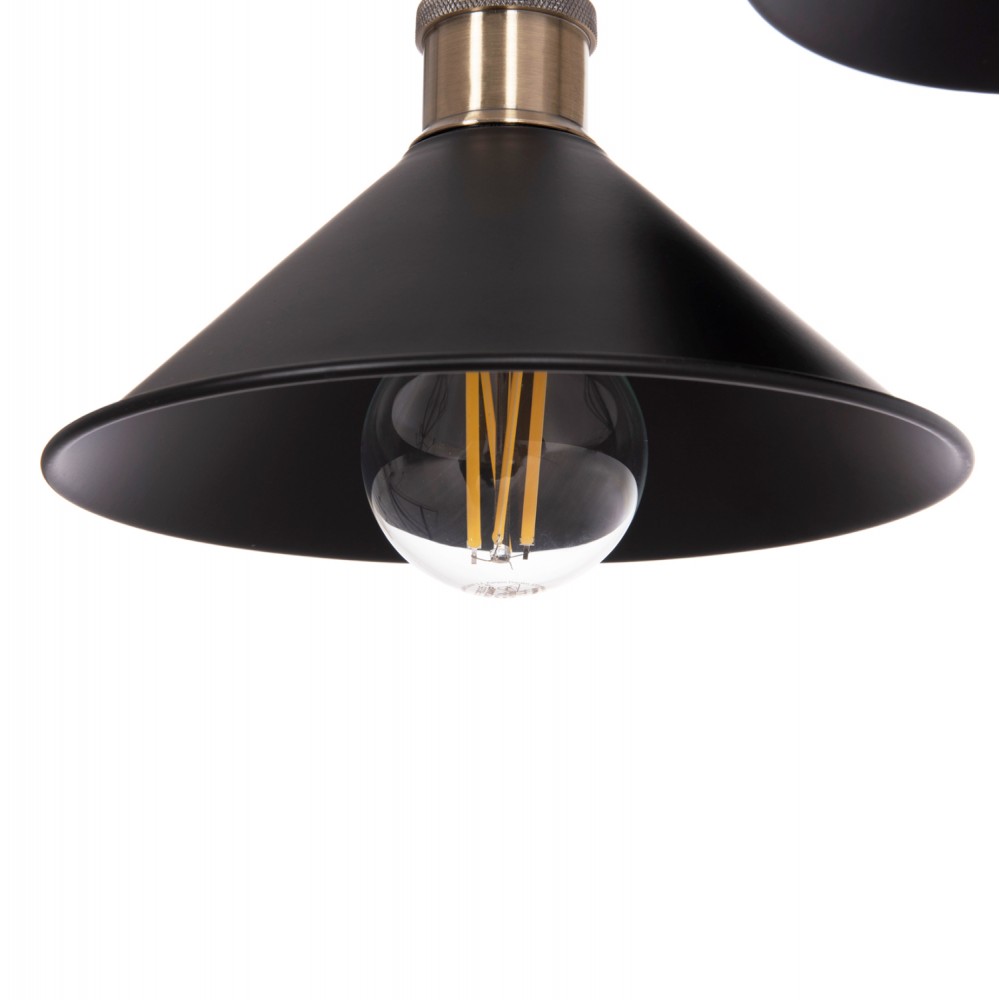 Φωτιστικό οροφής "BELL" δίφωτο από μέταλλο σε χρώμα μαύρο/χάλκινο Φ21.5x135 Ε27