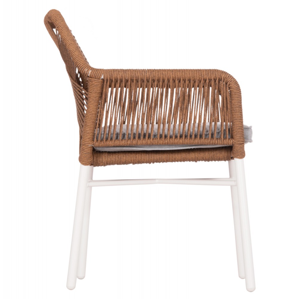 Πολυθρόνα εξωτερικού χώρου "TOPIN" από αλουμίνιο/rattan σε χρώμα λευκό/μπεζ 59x63x81