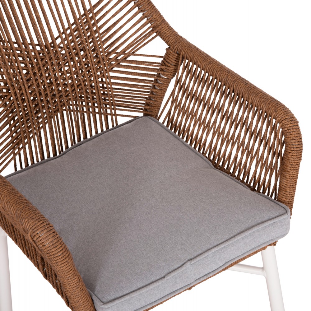 Πολυθρόνα εξωτερικού χώρου "TOPIN" από αλουμίνιο/rattan σε χρώμα λευκό/μπεζ 59x63x81