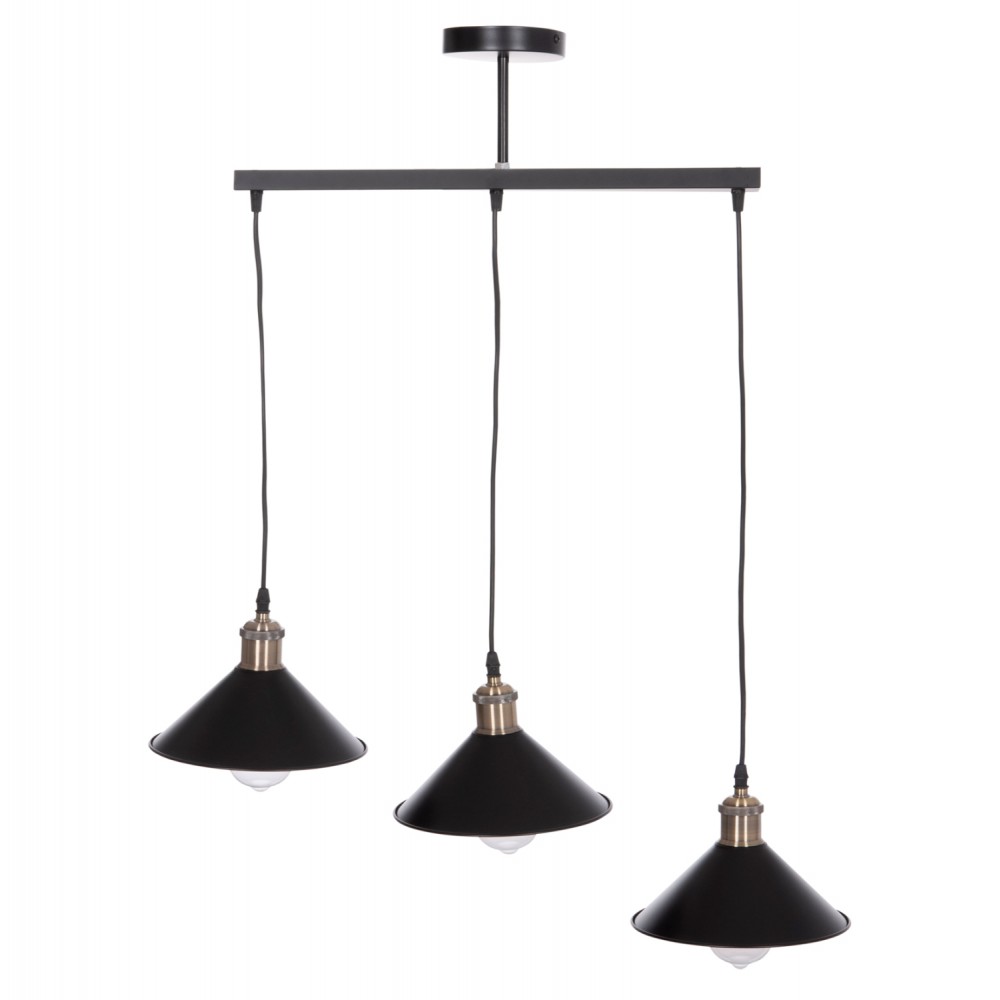 Φωτιστικό οροφής "BELL" τρίφωτο από μέταλλο σε χρώμα μαύρο/χάλκινο Φ21.5x128 Ε27