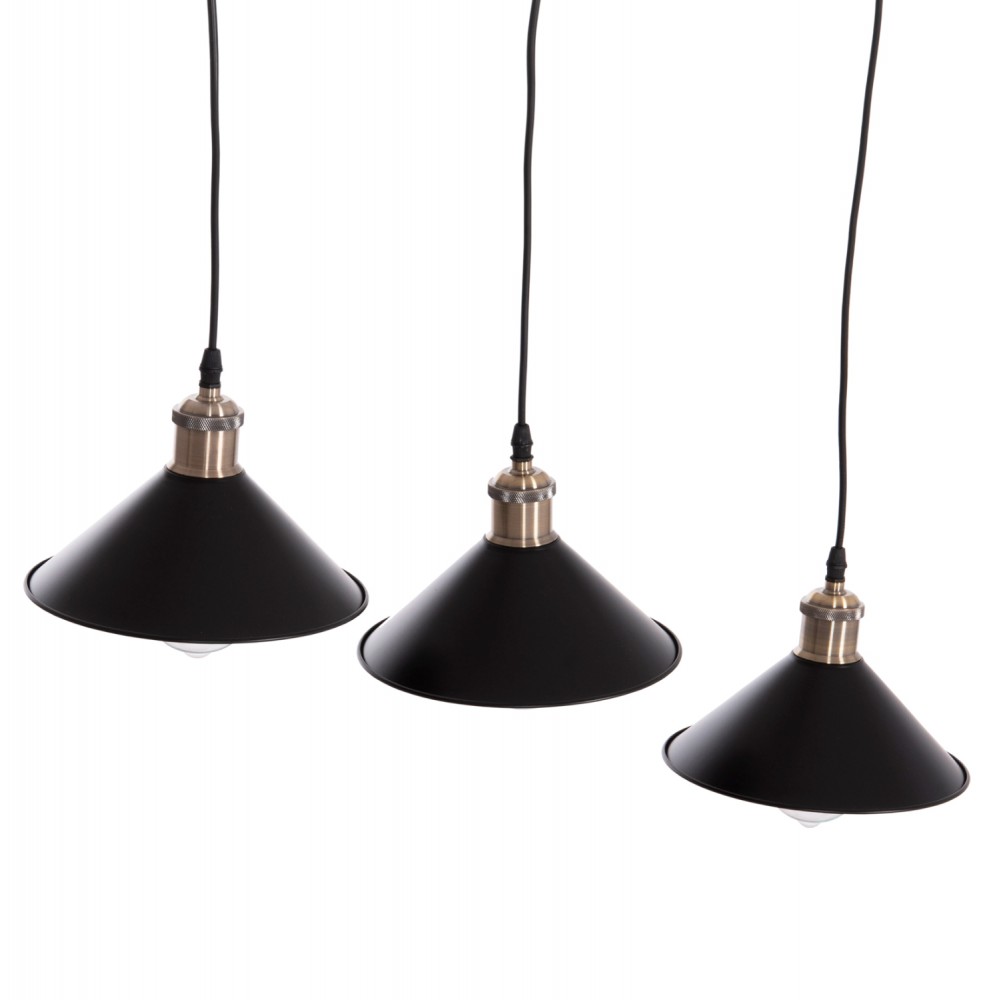 Φωτιστικό οροφής "BELL" τρίφωτο από μέταλλο σε χρώμα μαύρο/χάλκινο Φ21.5x128 Ε27