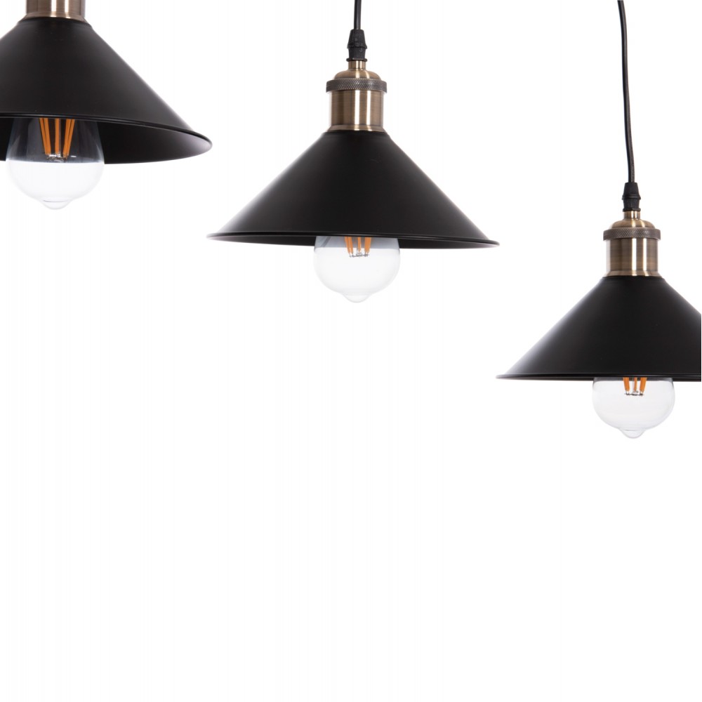 Φωτιστικό οροφής "BELL" τρίφωτο από μέταλλο σε χρώμα μαύρο/χάλκινο Φ21.5x128 Ε27