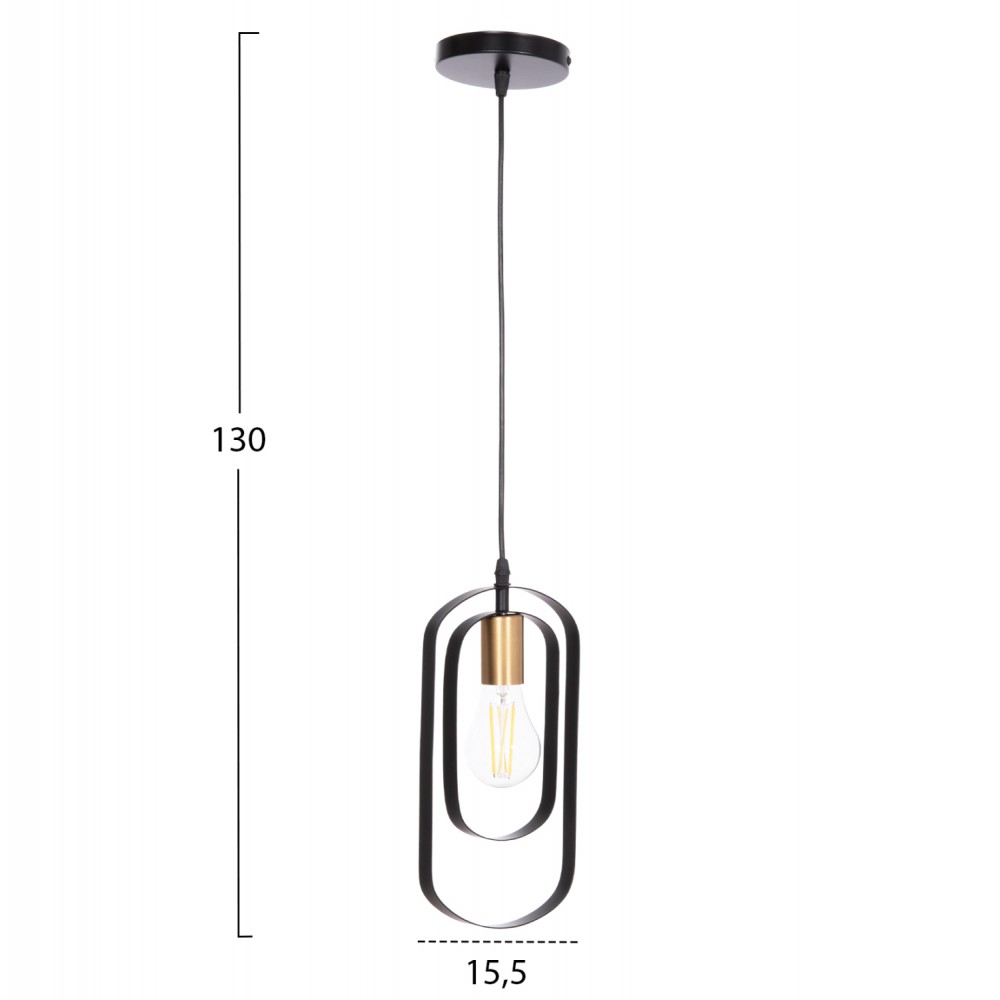 Φωτιστικό οροφής "BIUT" μονόφωτο από μέταλλο σε χρώμα μαύρο/χρυσό 15.5x4x130 E27