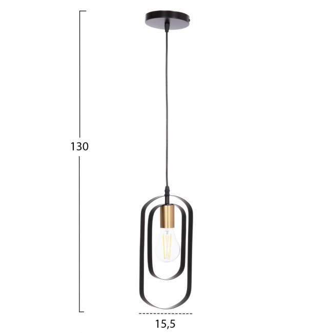 Φωτιστικό οροφής "BIUT" μονόφωτο από μέταλλο σε χρώμα μαύρο/χρυσό 15.5x4x130 E27