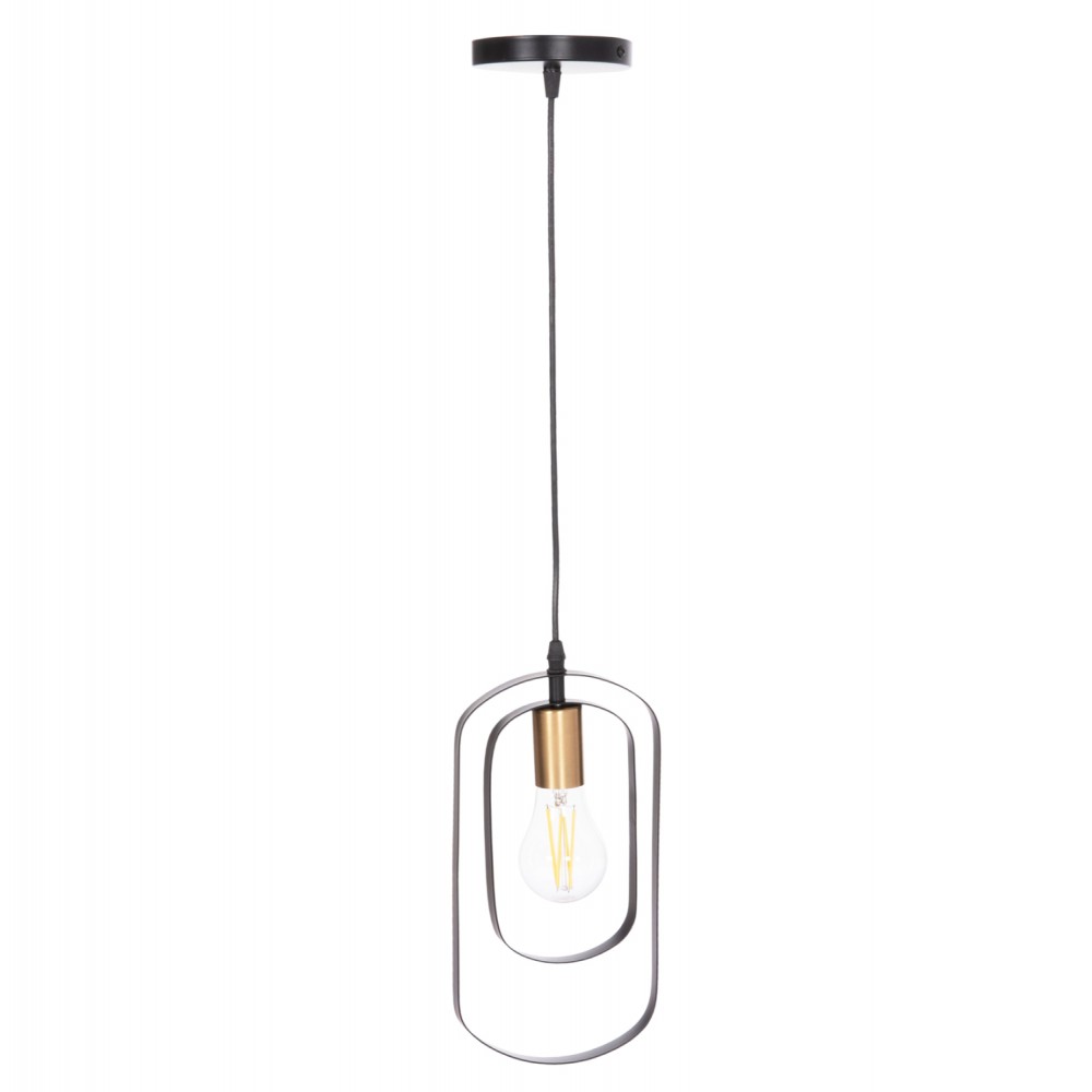 Φωτιστικό οροφής "BIUT" μονόφωτο από μέταλλο σε χρώμα μαύρο/χρυσό 15.5x4x130 E27