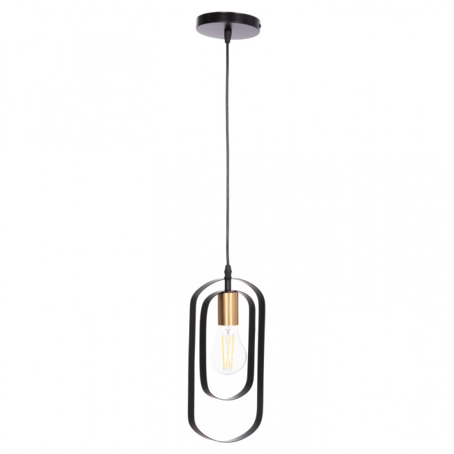 Φωτιστικό οροφής "BIUT" μονόφωτο από μέταλλο σε χρώμα μαύρο/χρυσό 15.5x4x130 E27