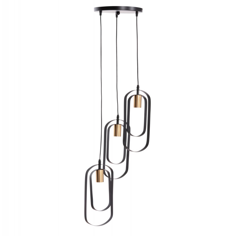 Φωτιστικό οροφής "BIUT" τρίφωτο από μέταλλο σε χρώμα μαύρο/χρυσό Φ23x139 E27