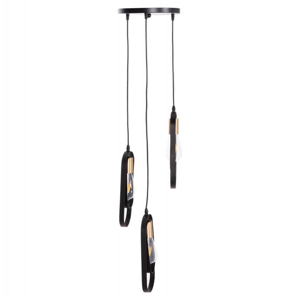 Φωτιστικό οροφής "BIUT" τρίφωτο από μέταλλο σε χρώμα μαύρο/χρυσό Φ23x139 E27