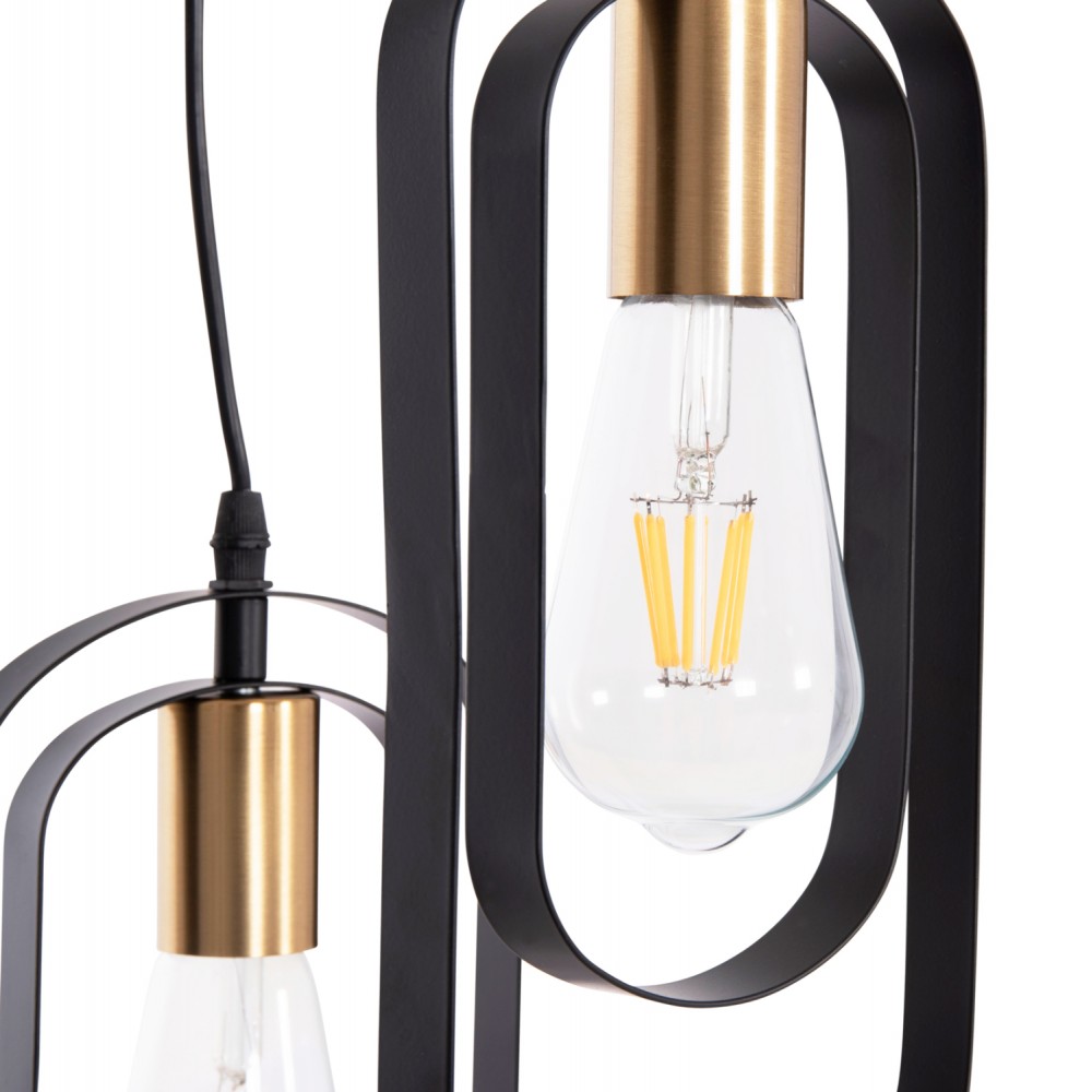 Φωτιστικό οροφής "BIUT" τρίφωτο από μέταλλο σε χρώμα μαύρο/χρυσό Φ23x139 E27