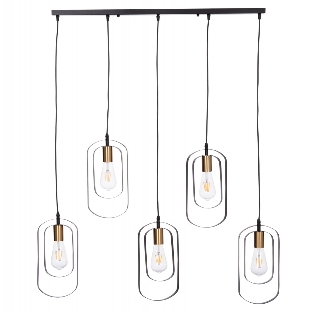 Φωτιστικό οροφής "BIUT" πολύφωτο από μέταλλο σε χρώμα μαύρο/χρυσό 80x6x138 E27