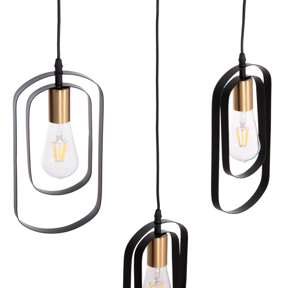 Φωτιστικό οροφής "BIUT" πολύφωτο από μέταλλο σε χρώμα μαύρο/χρυσό 80x6x138 E27