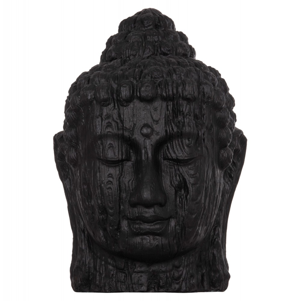 Διακοσμητικό δαπέδου κεφάλι βούδα xxl από γύψο σε χρώμα μαύρο 90x90x100