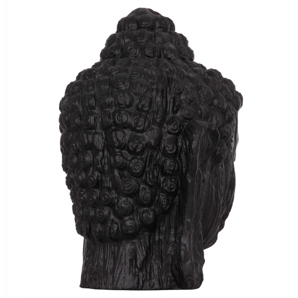Διακοσμητικό δαπέδου κεφάλι βούδα xxl από γύψο σε χρώμα μαύρο 90x90x100