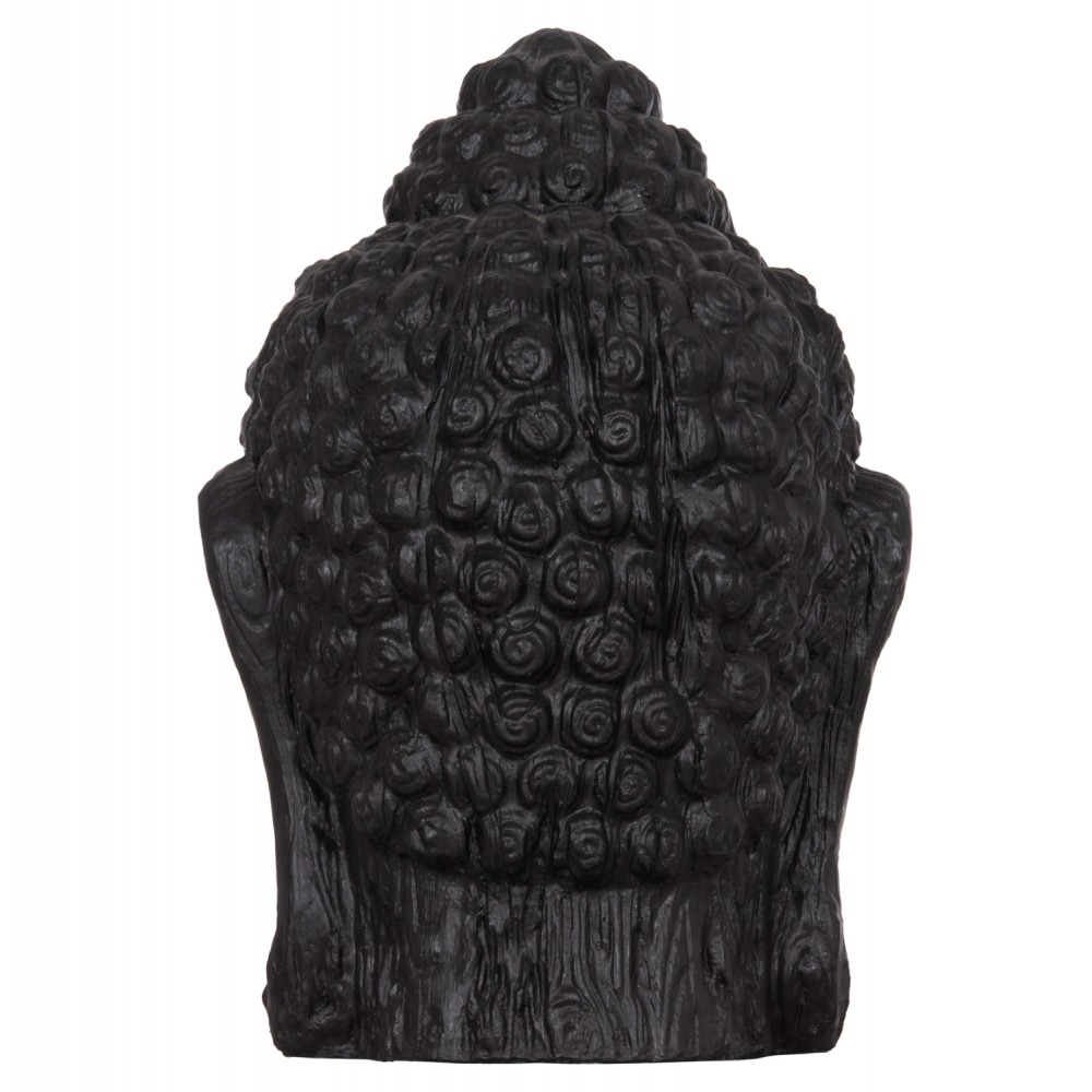 Διακοσμητικό δαπέδου κεφάλι βούδα xxl από γύψο σε χρώμα μαύρο 90x90x100