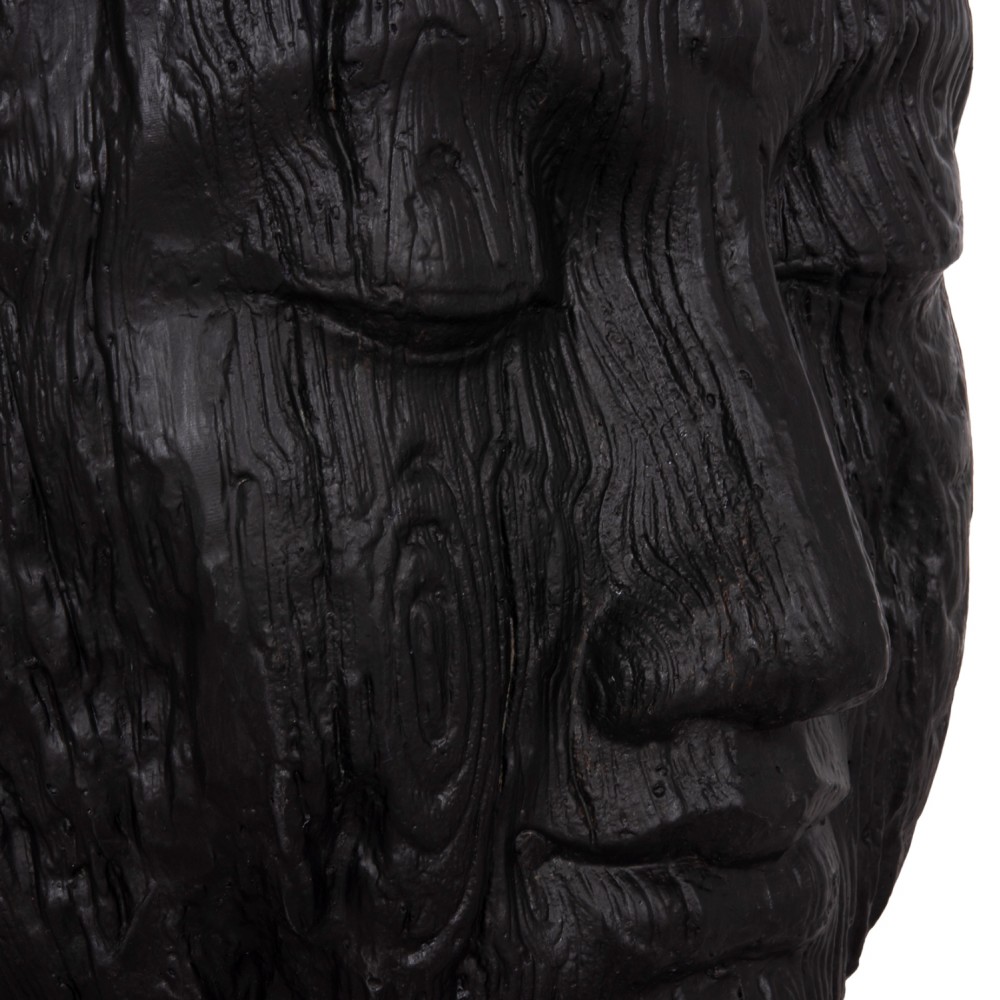 Διακοσμητικό δαπέδου κεφάλι βούδα xxl από γύψο σε χρώμα μαύρο 90x90x100