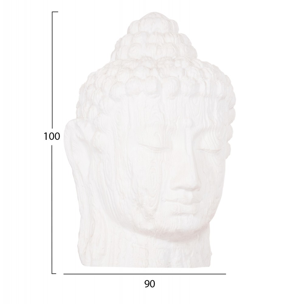 Διακοσμητικό δαπέδου κεφάλι βούδα xxl από γύψο σε χρώμα λευκό 90x90x100