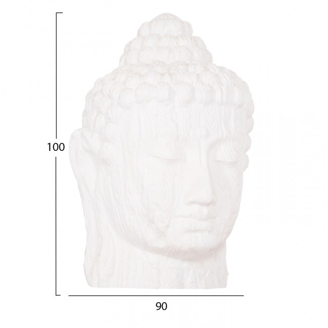 Διακοσμητικό δαπέδου κεφάλι βούδα xxl από γύψο σε χρώμα λευκό 90x90x100