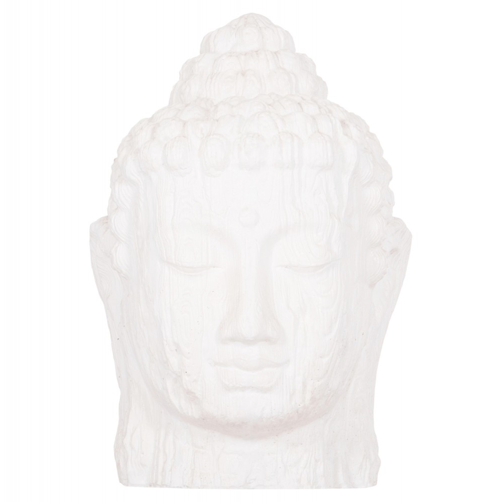Διακοσμητικό δαπέδου κεφάλι βούδα xxl από γύψο σε χρώμα λευκό 90x90x100