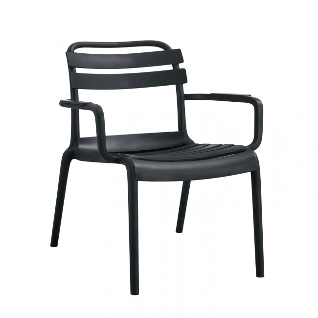 Πολυθρόνα εξωτερικού χώρου "KORVER" στοιβαζόμενη από pp σε χρώμα μαύρο 48x67x75