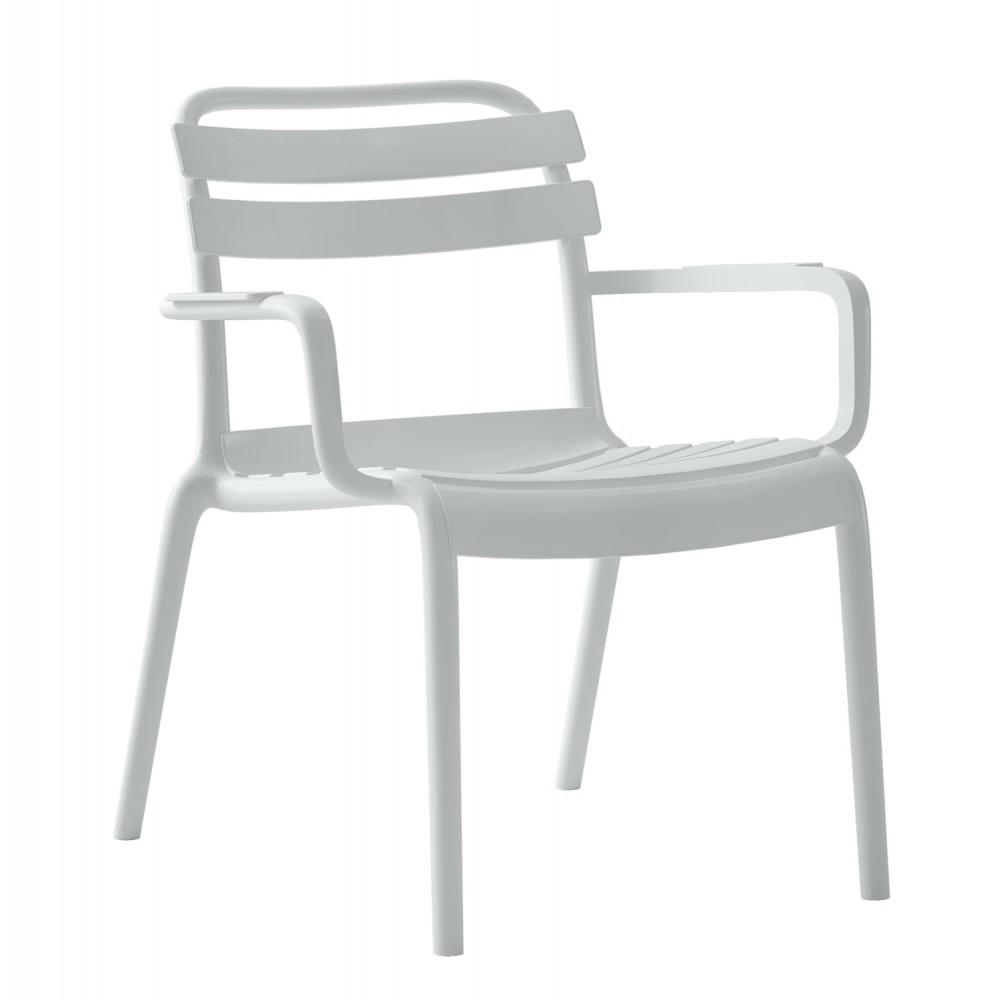 Πολυθρόνα εξωτερικού χώρου "KORVER" στοιβαζόμενη από pp σε χρώμα λευκό 48x67x75